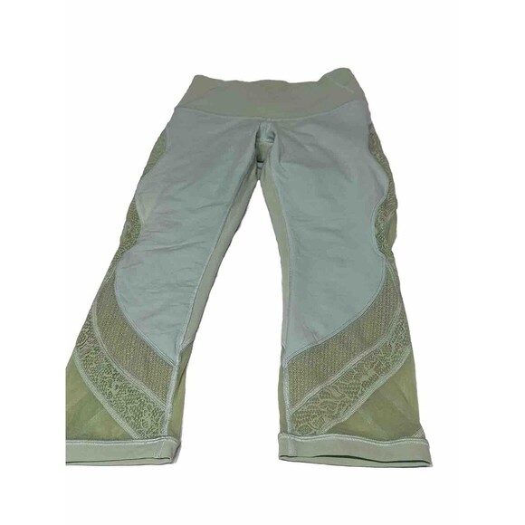 Lululemon Wunder Under Crop 21" Lace Green Size 8 - Picture 5 of 5